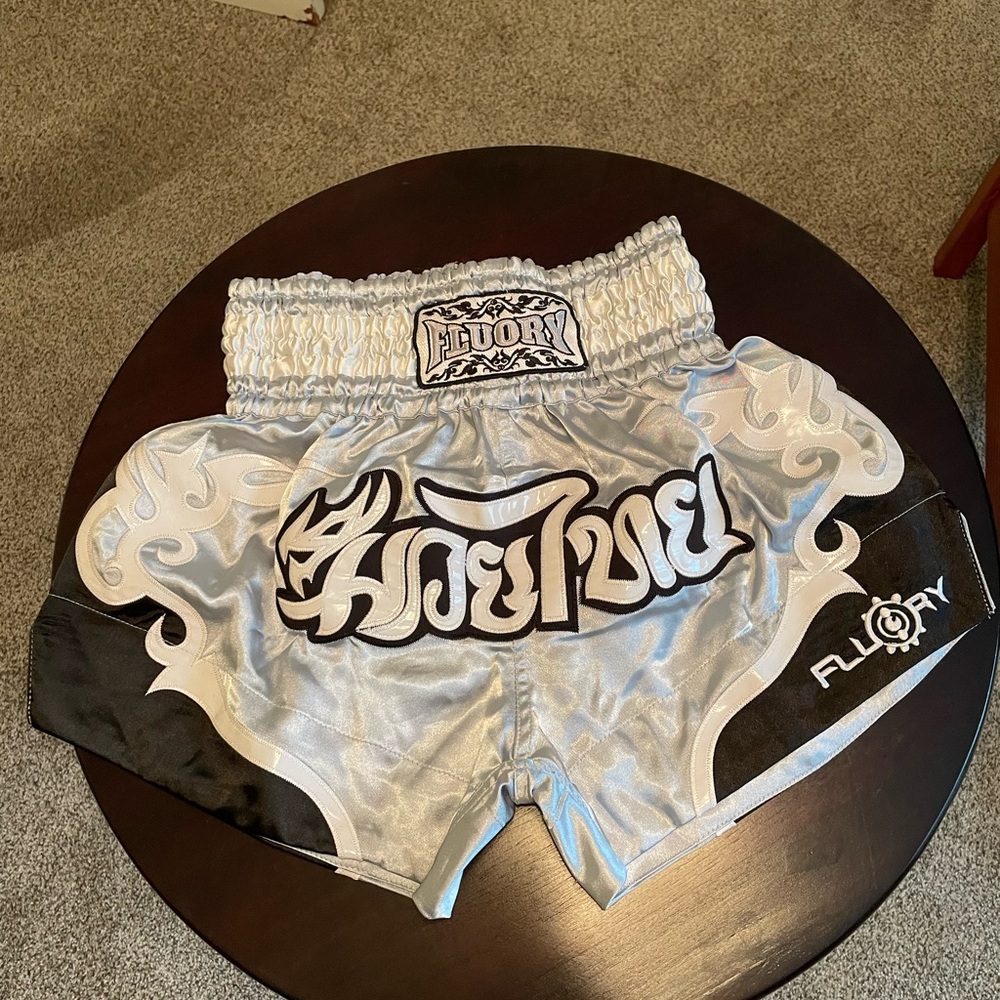 Fluory Silver and Black Boxing Shorts